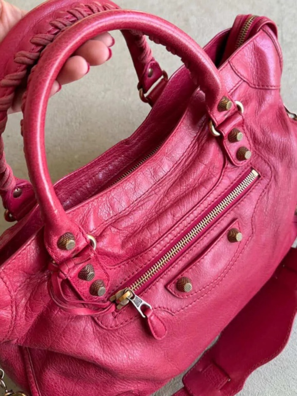 Vintage Balenciaga City FW 2012 Nicolas Ghesquière agneau pink red rose thulian
